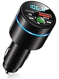 Mohard Bluetooth Adapter Auto, Ganzmetall FM Transmitter Auto Bluetooth mit PD 20W & QC3.0 18W Schnellladung, Freisprechanlage für Auto Bluetooth 5.3, Rauschunterdrückung Mikrofon, 7 Farbige Licht